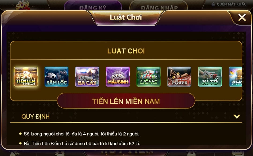 Cách chơi tiến lên miền nam sunwin